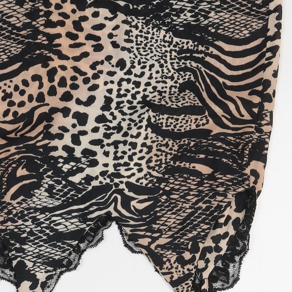 New Look Womens Black Animal Print Polyester Camisole Tank Size 6 V-Neck