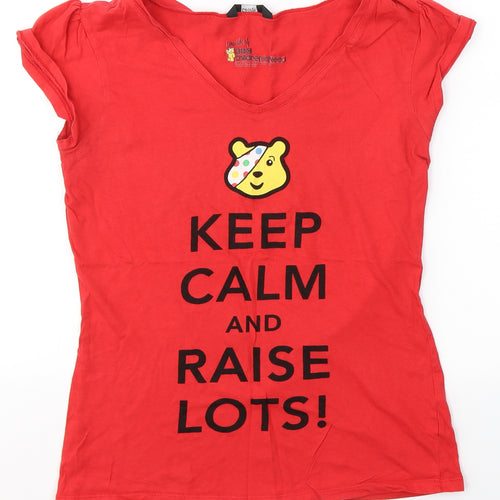 George Womens Red  Cotton Jersey T-Shirt Size 8 V-Neck - Pudsey