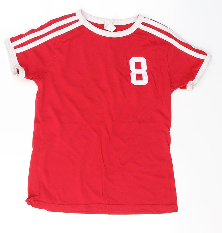 American Authentics Boys Red  Polyester Basic T-Shirt Size 8 Years Round Neck