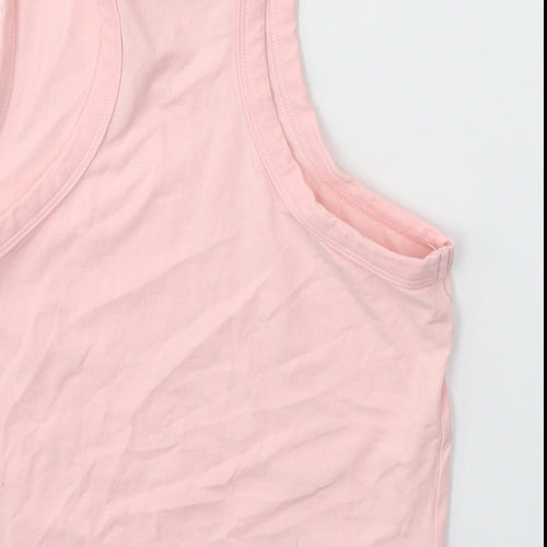 Brave Soul Womens Pink  Cotton Cropped Tank Size XS Round Neck