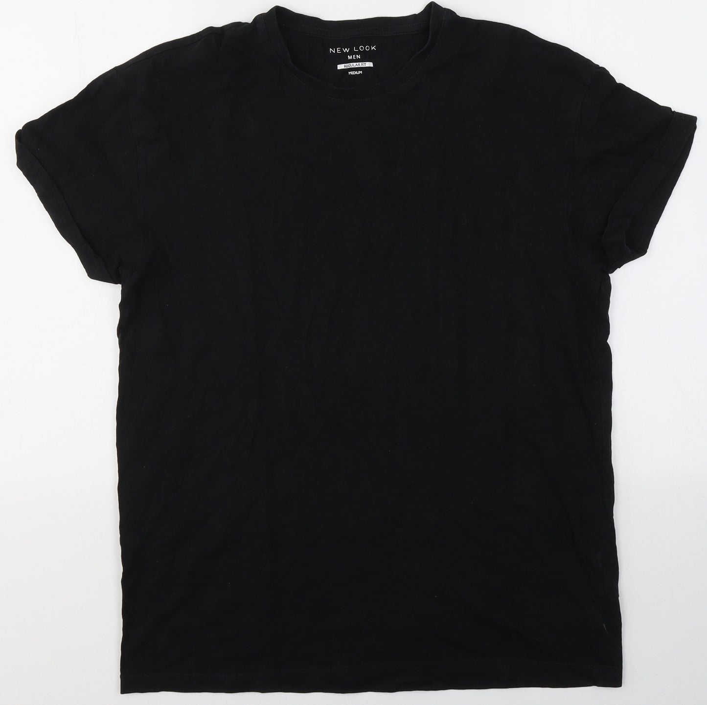 New Look Mens Black  Cotton  T-Shirt Size M Round Neck