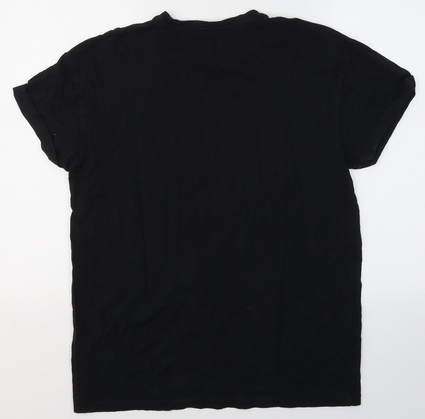 New Look Mens Black  Cotton  T-Shirt Size M Round Neck