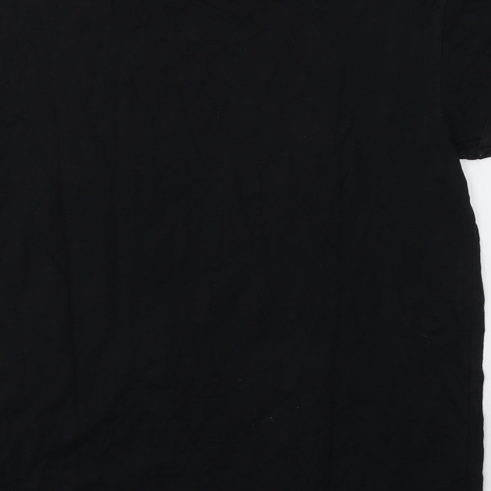 New Look Mens Black  Cotton  T-Shirt Size M Round Neck