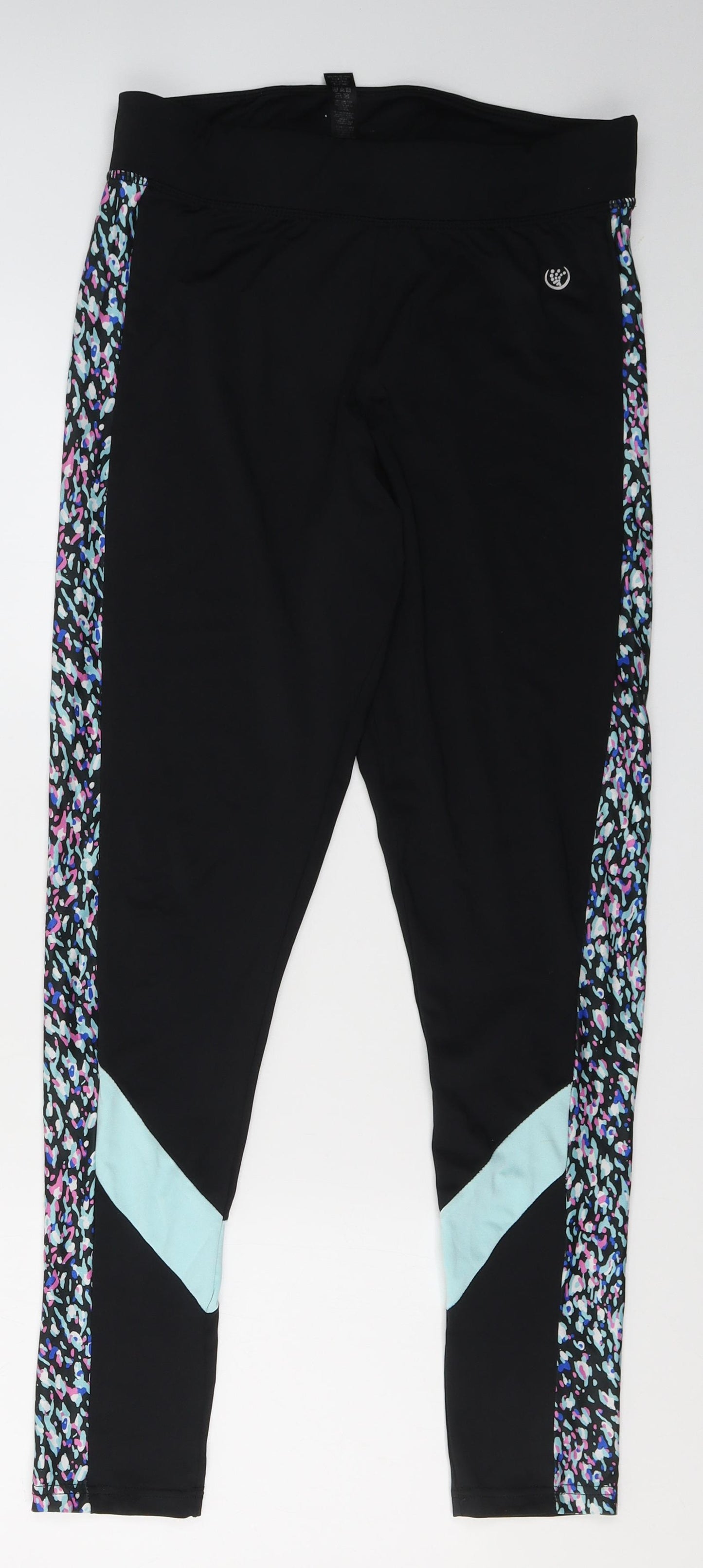 Dunnes Stores Womens Black Spotted Polyester Compression Leggings Size M L30 in Regular