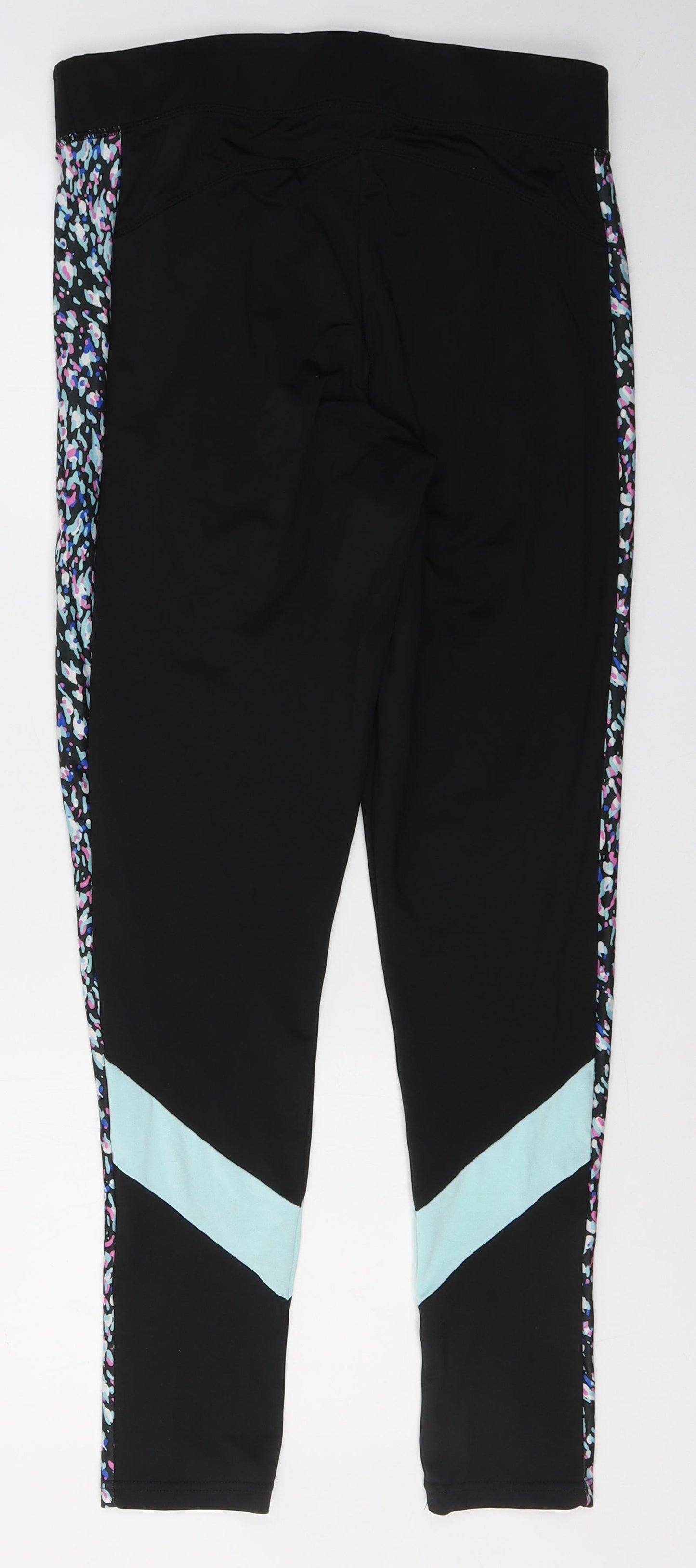 Dunnes Stores Womens Black Spotted Polyester Compression Leggings Size M L30 in Regular