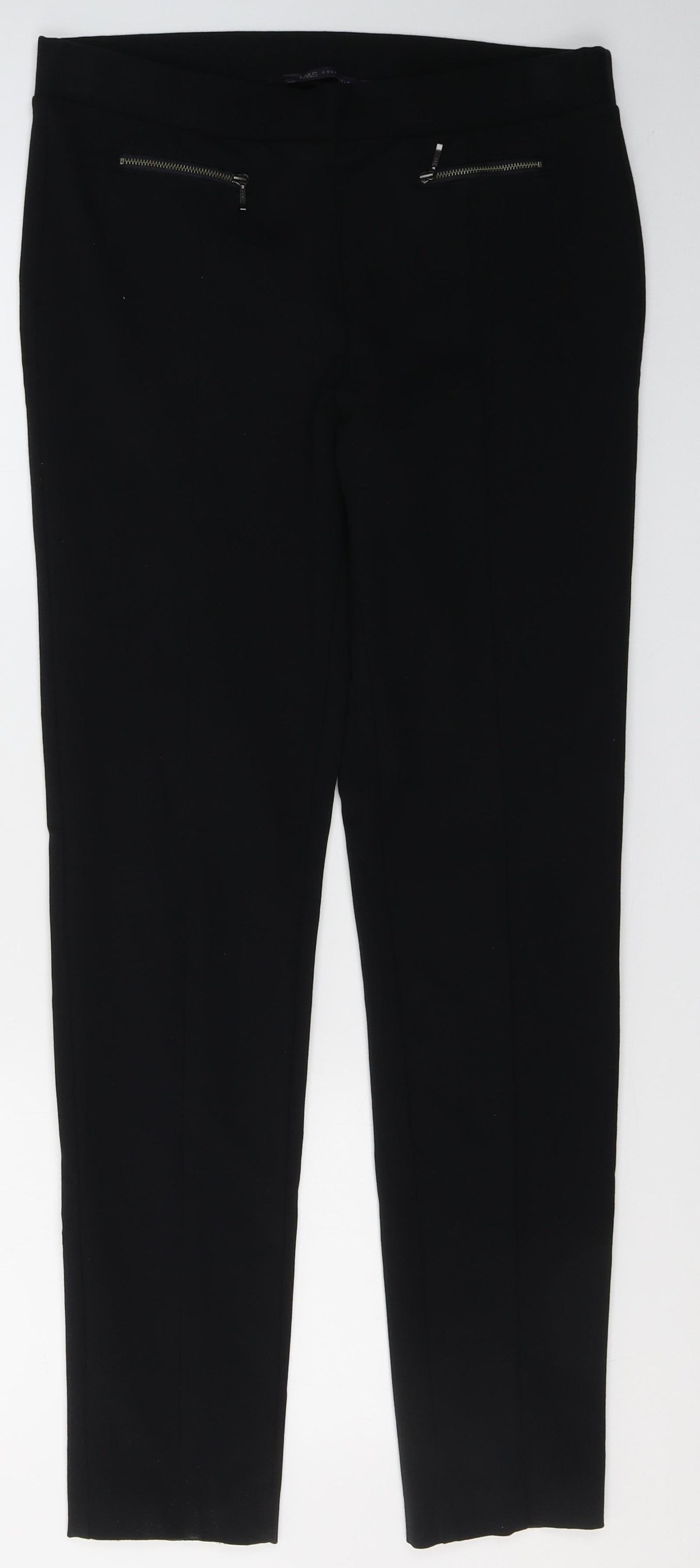 Marks and Spencer Womens Black  Polyamide Trousers  Size 12 L30 in Regular