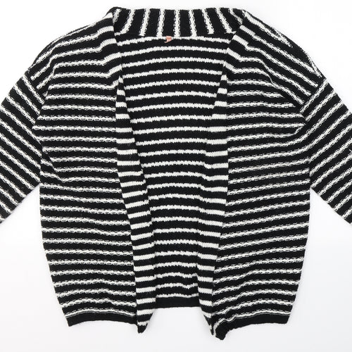 SWEEWE Womens Black V-Neck Striped Acrylic Cardigan Jumper Size S