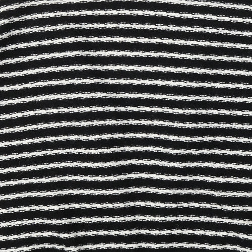 SWEEWE Womens Black V-Neck Striped Acrylic Cardigan Jumper Size S