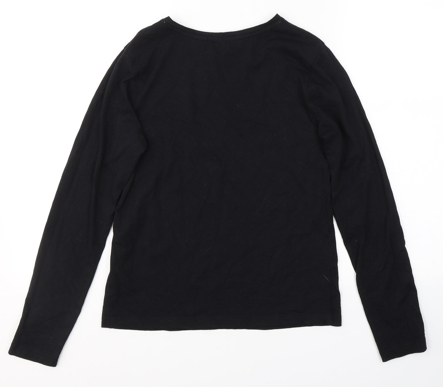 New Look Womens Black Solid Cotton Top Pyjama Top Size XS   - breakfast in bed