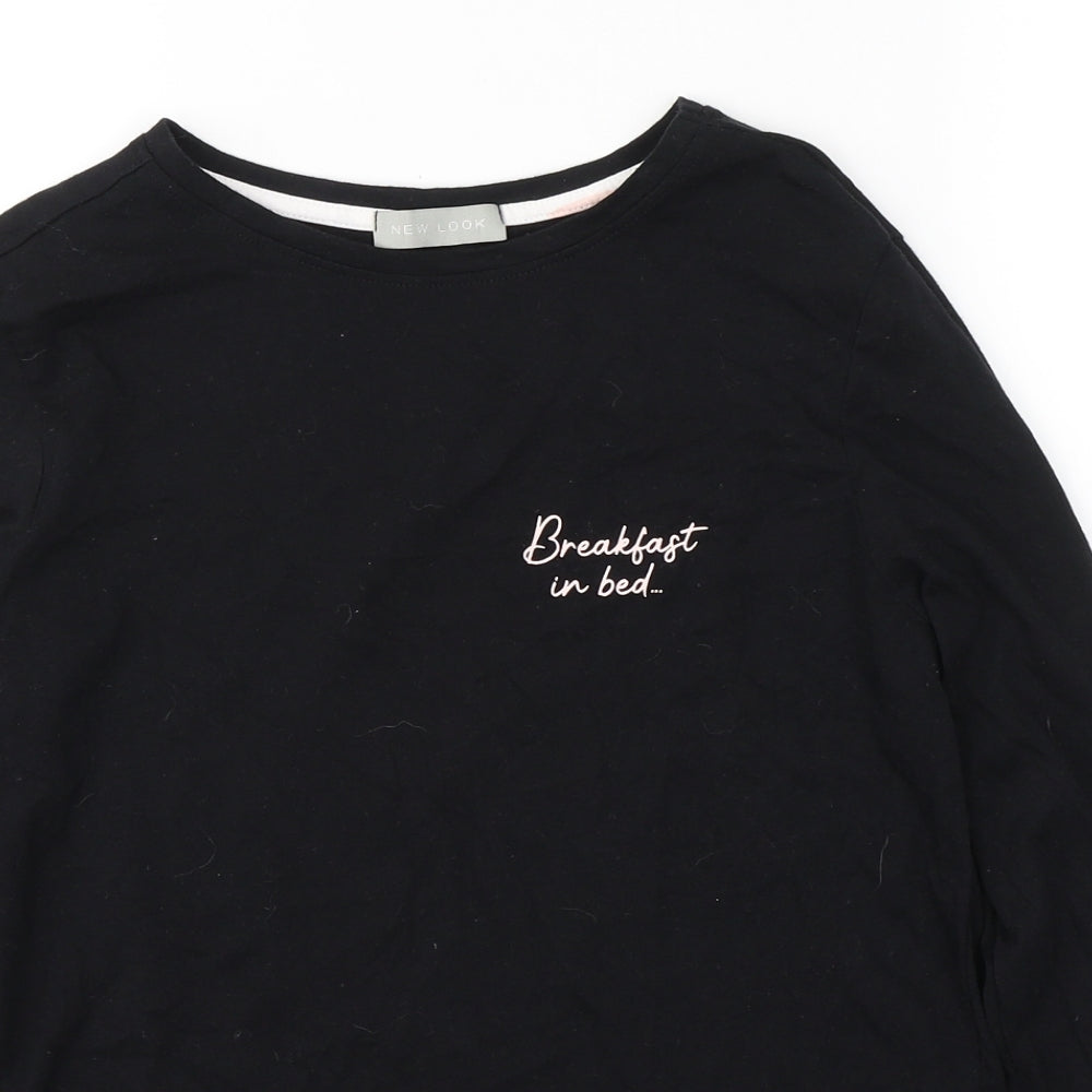 New Look Womens Black Solid Cotton Top Pyjama Top Size XS   - breakfast in bed