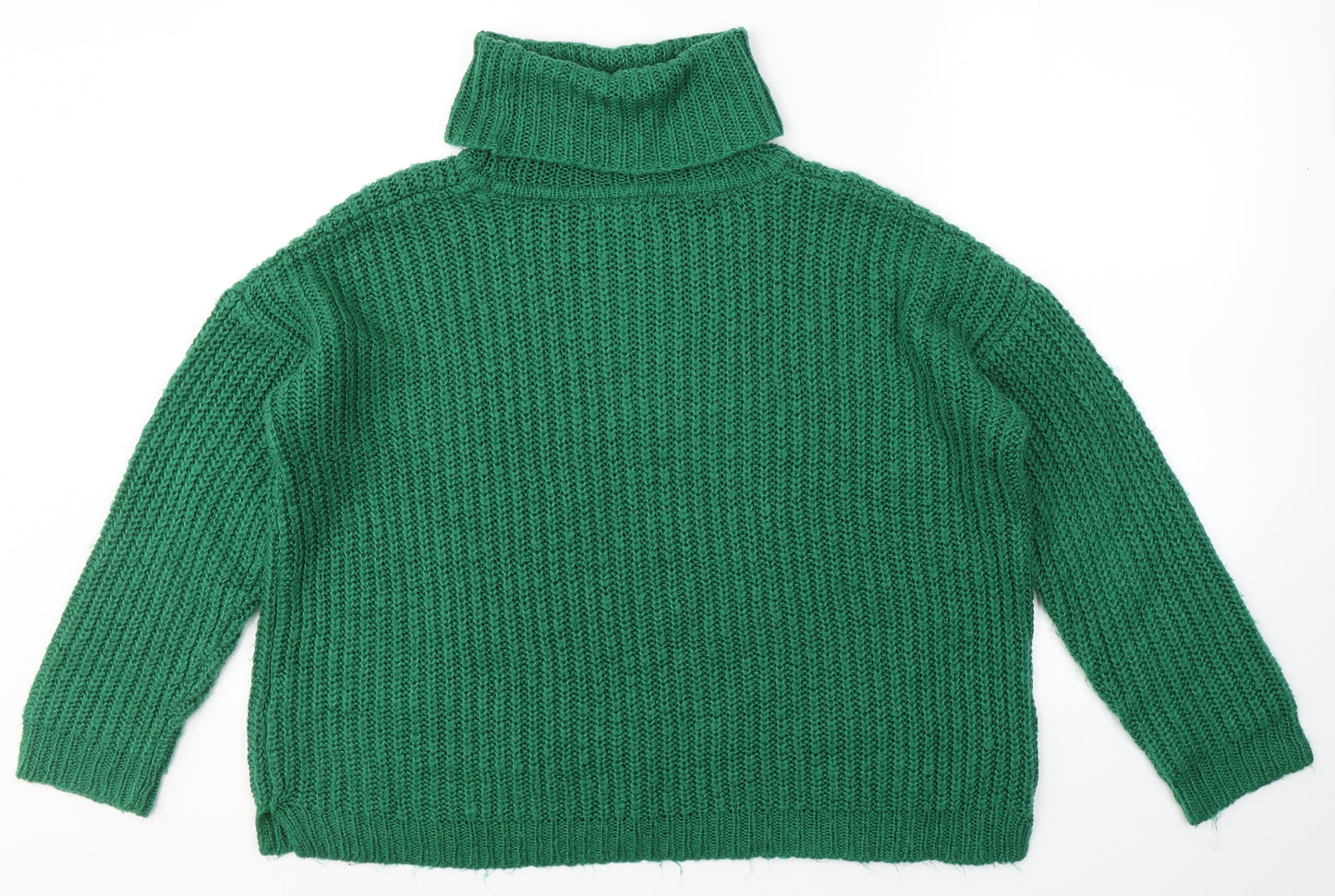 F&F Womens Green Round Neck  Acrylic Pullover Jumper Size 12