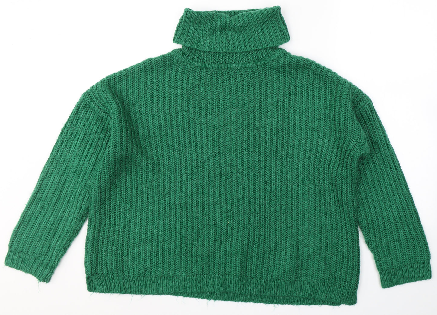 F&F Womens Green Round Neck  Acrylic Pullover Jumper Size 12