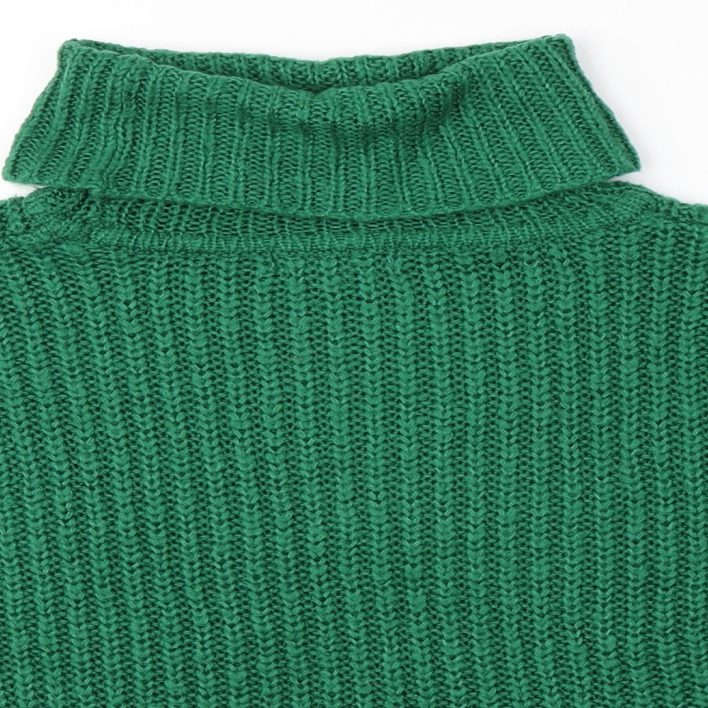 F&F Womens Green Round Neck  Acrylic Pullover Jumper Size 12