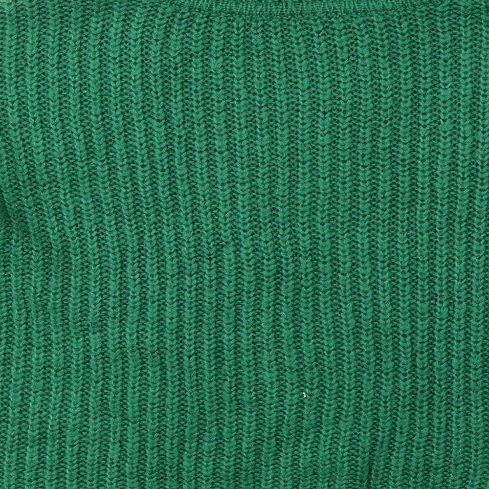 F&F Womens Green Round Neck  Acrylic Pullover Jumper Size 12