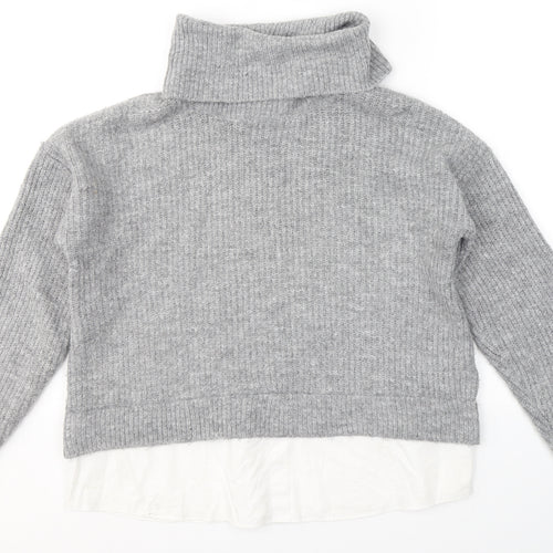 New Look Womens Grey Roll Neck  Nylon Pullover Jumper Size S