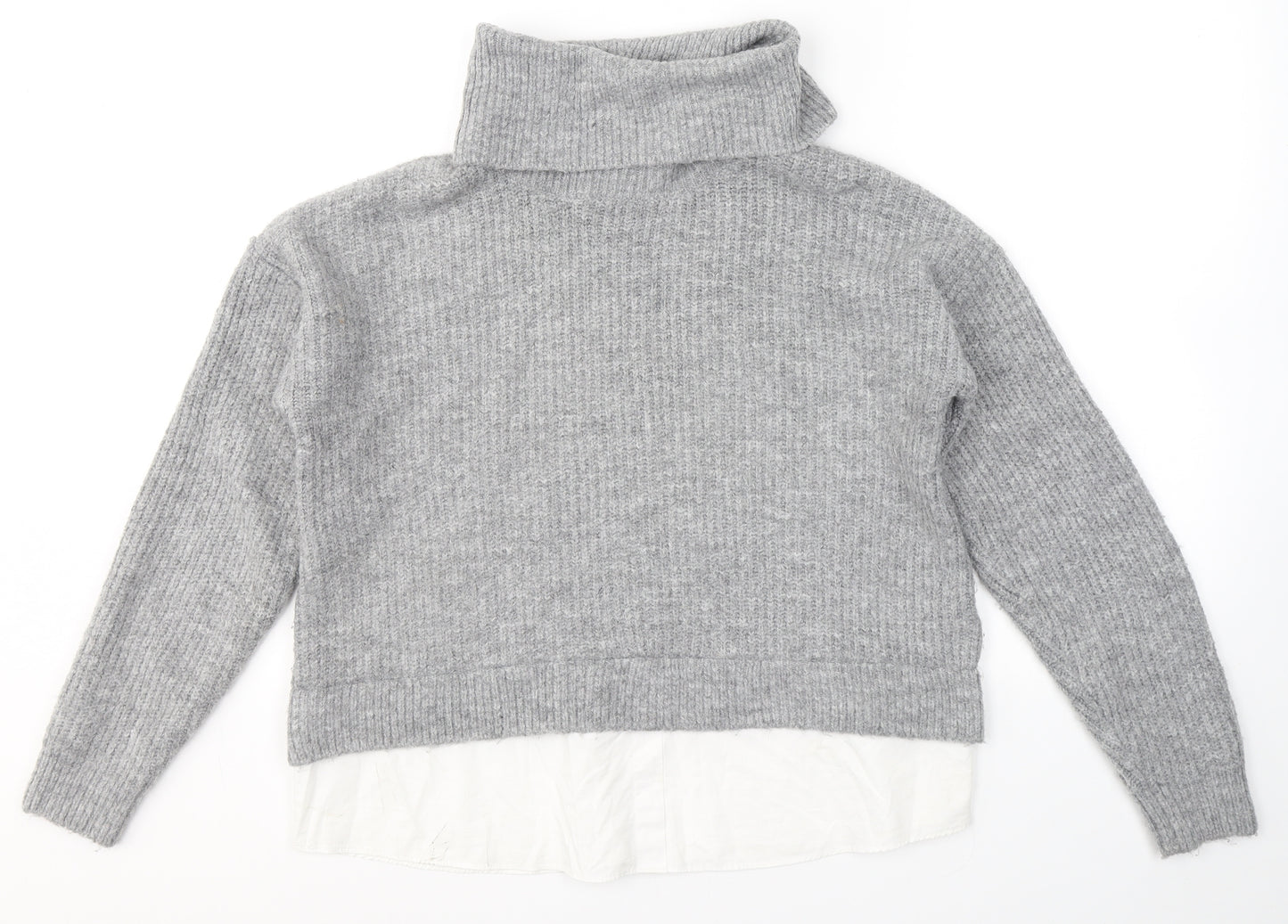 New Look Womens Grey Roll Neck  Nylon Pullover Jumper Size S