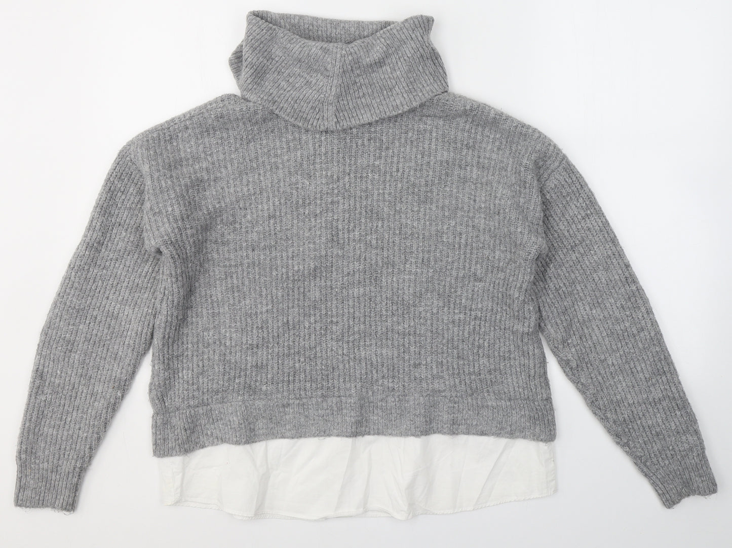 New Look Womens Grey Roll Neck  Nylon Pullover Jumper Size S