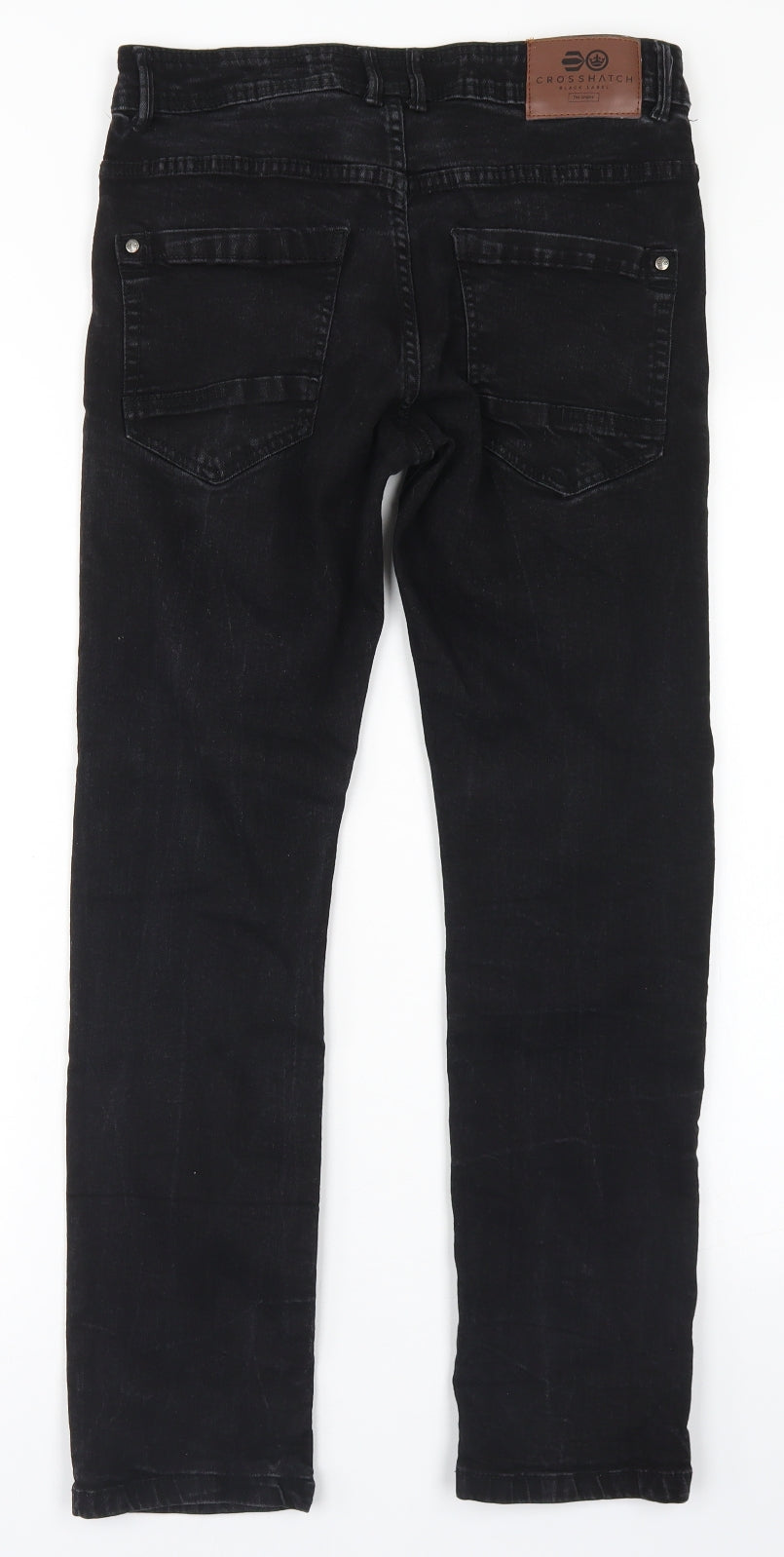 Crosshatch Mens Black  Cotton Skinny Jeans Size 32 in L27 in Slim Button