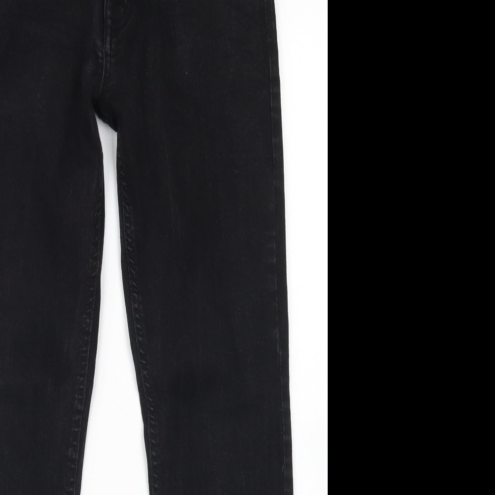 Crosshatch Mens Black  Cotton Skinny Jeans Size 32 in L27 in Slim Button