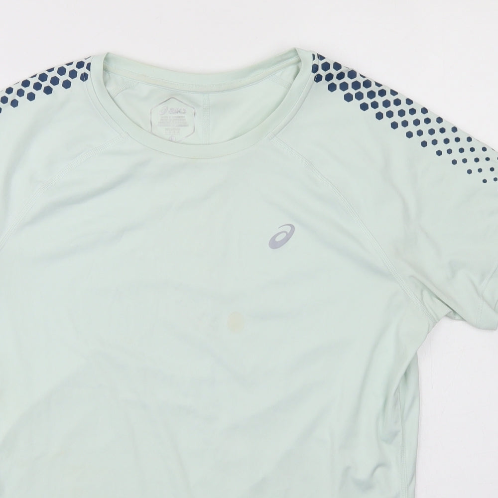ASICS Womens Blue  Polyester Basic T-Shirt Size L Crew Neck