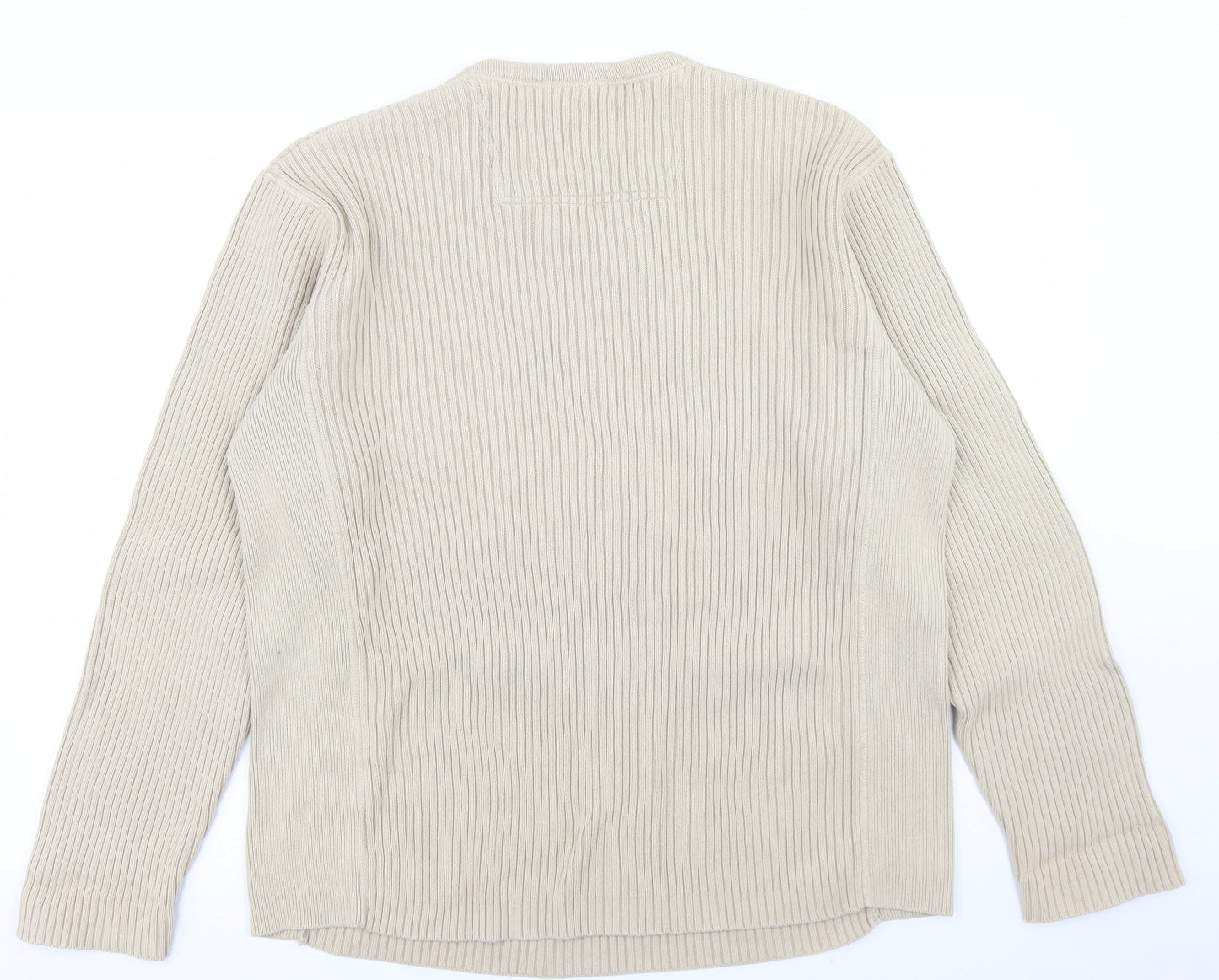 NEXT Mens Beige V-Neck  Cotton Pullover Jumper Size XL