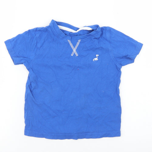 George Boys Blue  Cotton Basic T-Shirt Size 3-4 Years Crew Neck  - Dionosaur