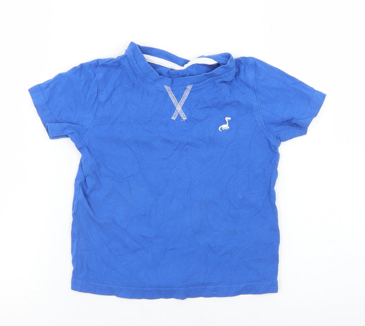 George Boys Blue Cotton Basic T-Shirt Size 3-4 Years Crew Neck - Dionosaur