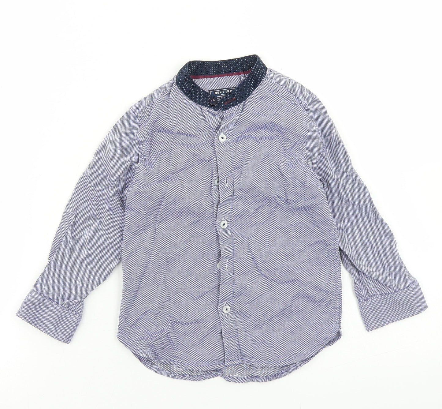 NEXT Boys Blue  Cotton Basic Button-Up Size 2-3 Years Round Neck Button