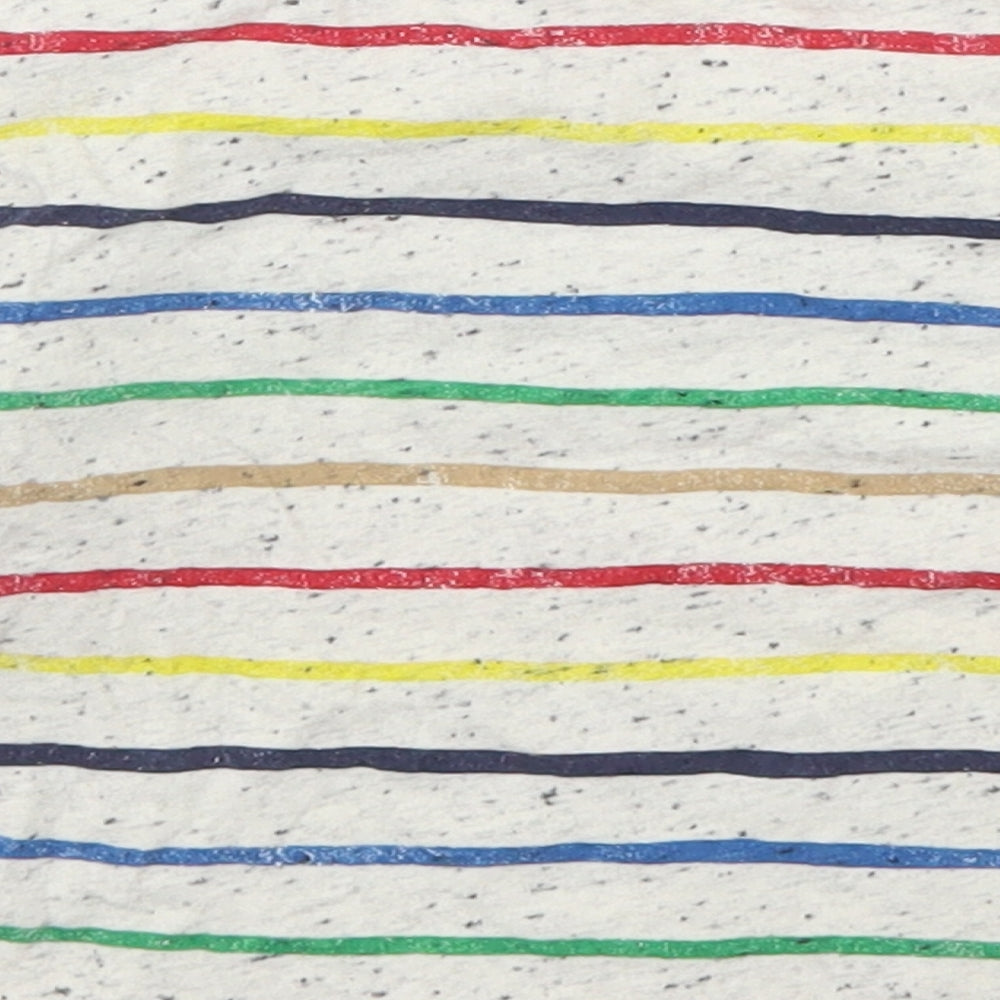 Zara Boys Multicoloured Striped Cotton Basic T-Shirt Size 9-12 Months Crew Neck Snap