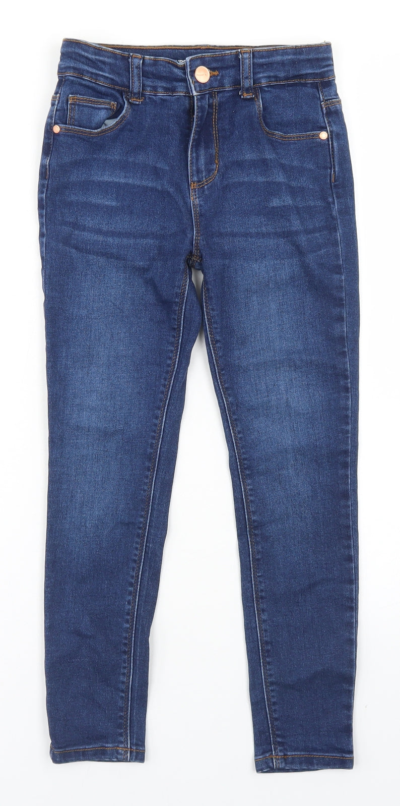 Denim Co Girls Blue  Cotton Skinny Jeans Size 7-8 Years  Regular Button