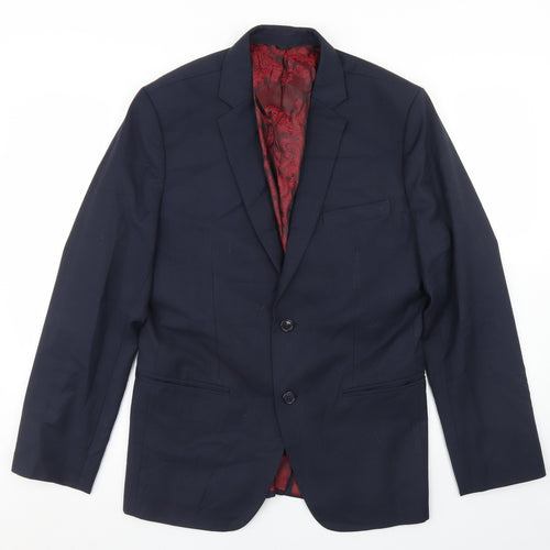 Preworn Mens Blue  Polyester Jacket Blazer Size 38