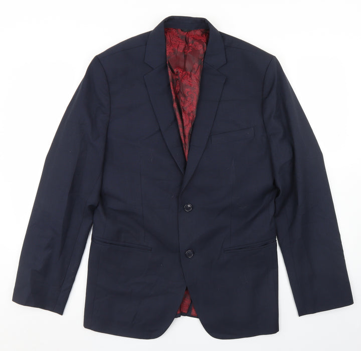 Preworn Mens Blue  Polyester Jacket Blazer Size 38