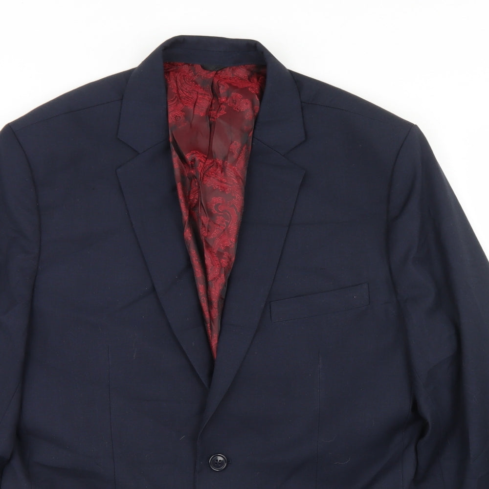 Preworn Mens Blue  Polyester Jacket Blazer Size 38