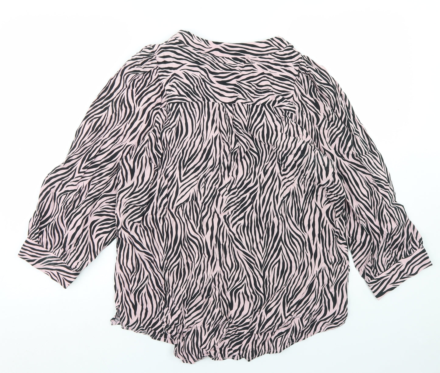Dorothy Perkins Womens Pink Animal Print Viscose Basic Blouse Size 10 V-Neck - Zebra Print