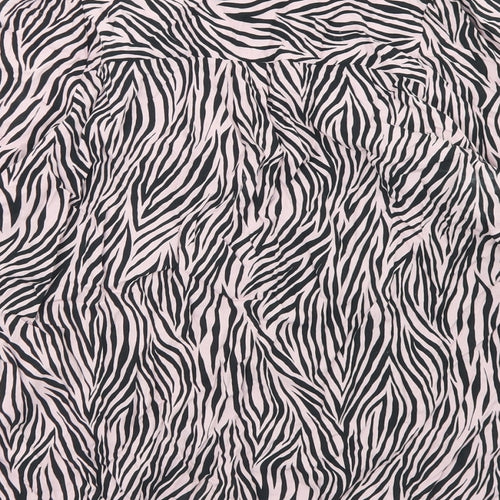 Dorothy Perkins Womens Pink Animal Print Viscose Basic Blouse Size 10 V-Neck - Zebra Print