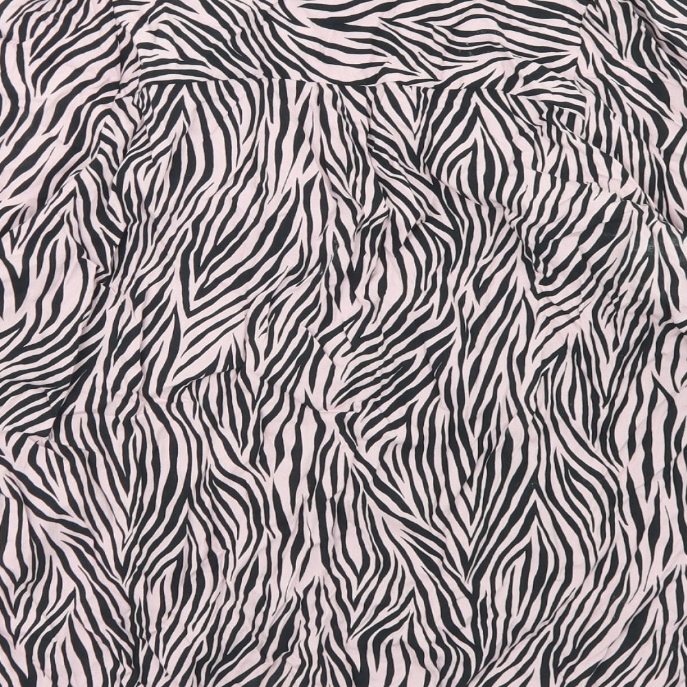 Dorothy Perkins Womens Pink Animal Print Viscose Basic Blouse Size 10 V-Neck - Zebra Print