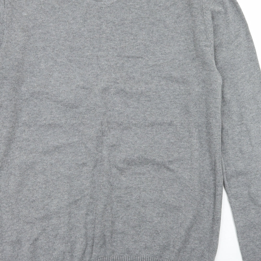 Racing Green Mens Grey V-Neck  Cotton Pullover Jumper Size M