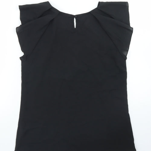 Peacocks Womens Black  Polyester Basic Blouse Size 10 Round Neck