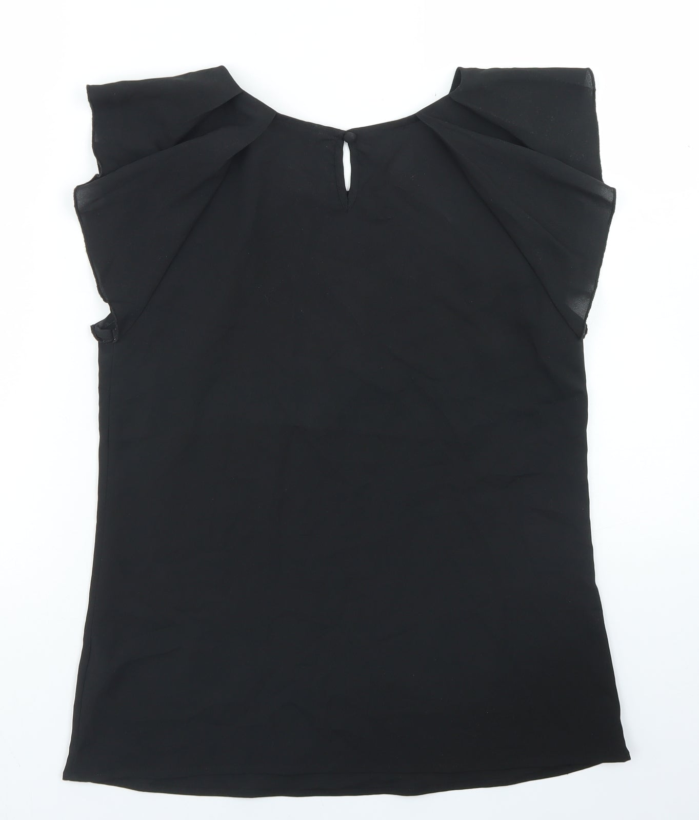 Peacocks Womens Black  Polyester Basic Blouse Size 10 Round Neck