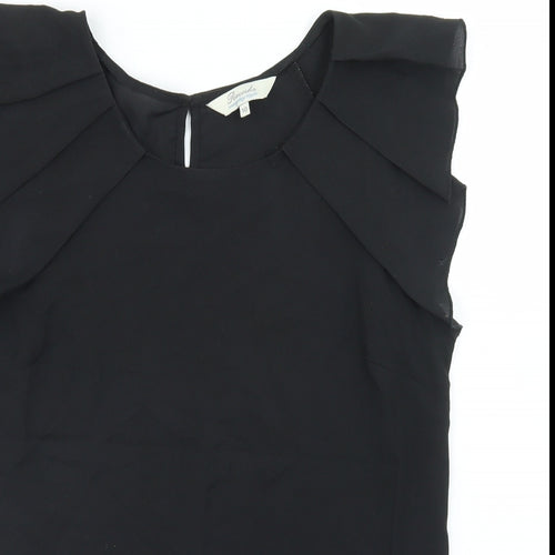 Peacocks Womens Black  Polyester Basic Blouse Size 10 Round Neck