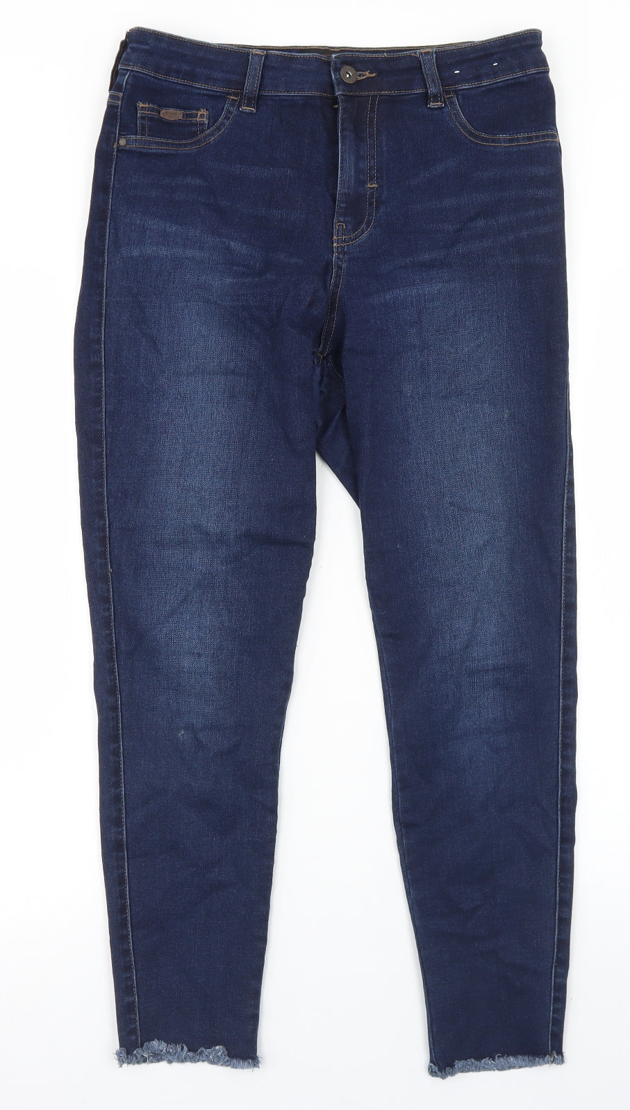 F&F Womens Blue  Cotton Skinny Jeans Size 12 L23 in Regular Button
