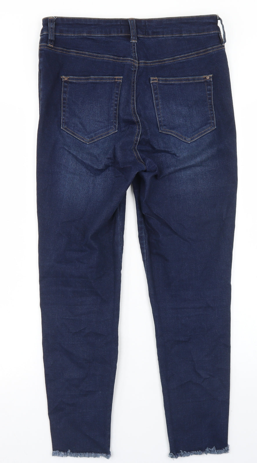 F&F Womens Blue  Cotton Skinny Jeans Size 12 L23 in Regular Button