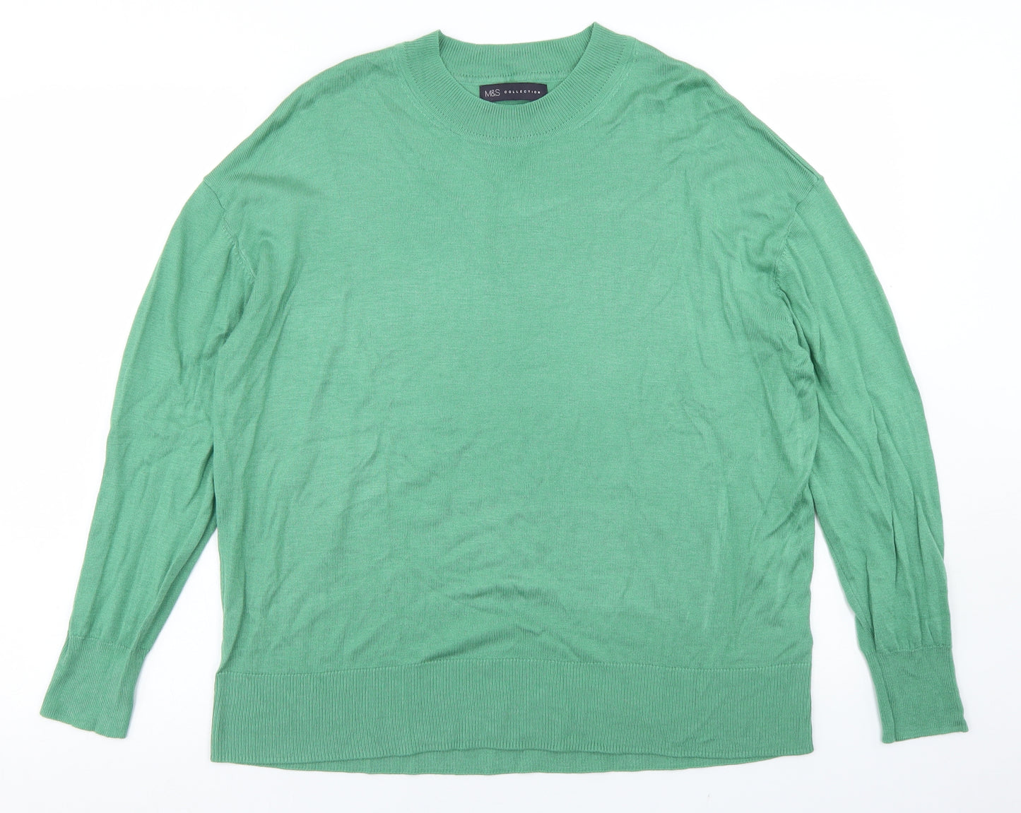 Marks and Spencer Womens Green Crew Neck  Acrylic Pullover Jumper Size L