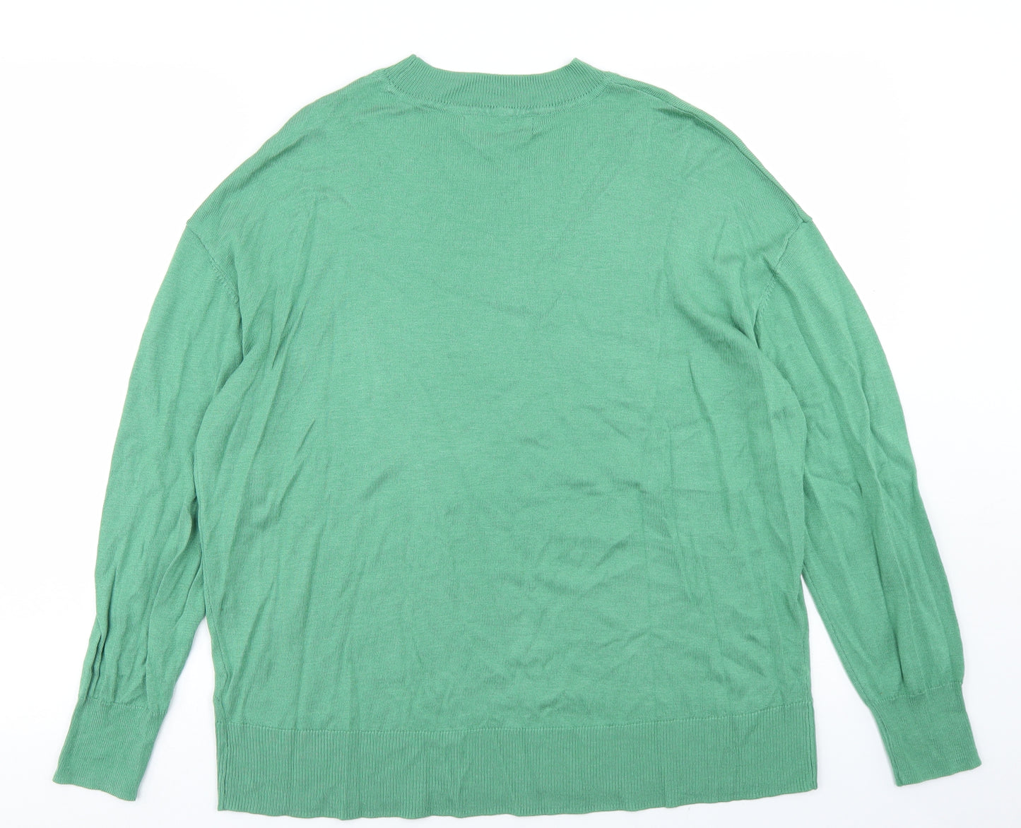 Marks and Spencer Womens Green Crew Neck  Acrylic Pullover Jumper Size L