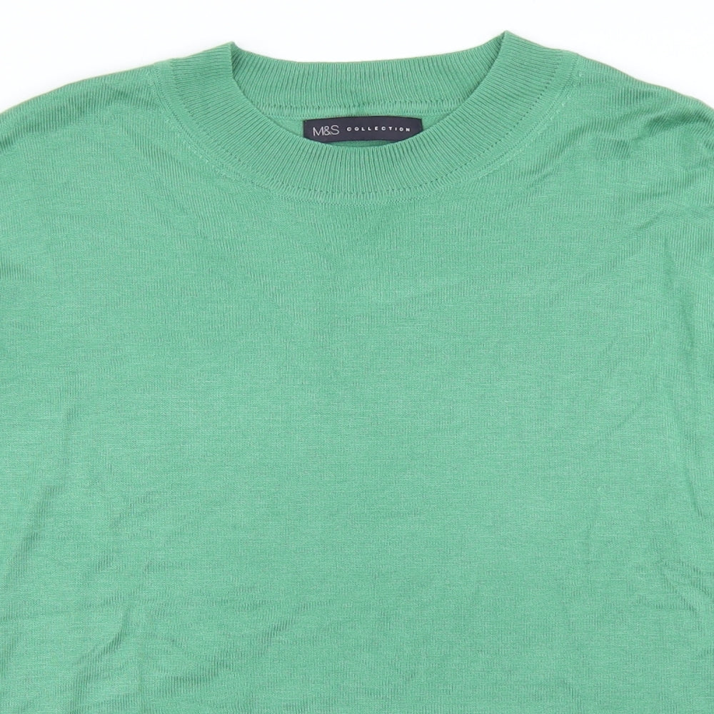 Marks and Spencer Womens Green Crew Neck  Acrylic Pullover Jumper Size L