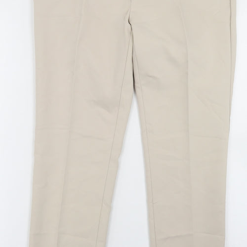 Stradivarius Womens Beige  Cotton Dress Pants Trousers Size 12 L26 in Regular Hook & Eye