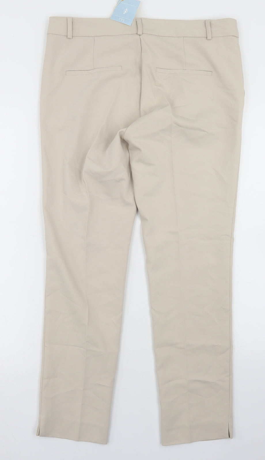 Stradivarius Womens Beige  Cotton Dress Pants Trousers Size 12 L26 in Regular Hook & Eye