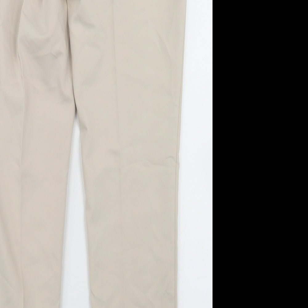 Stradivarius Womens Beige  Cotton Dress Pants Trousers Size 12 L26 in Regular Hook & Eye