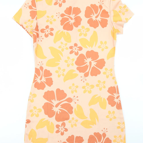 SheIn Womens Beige Floral Polyester Bodycon  Size S  Collared
