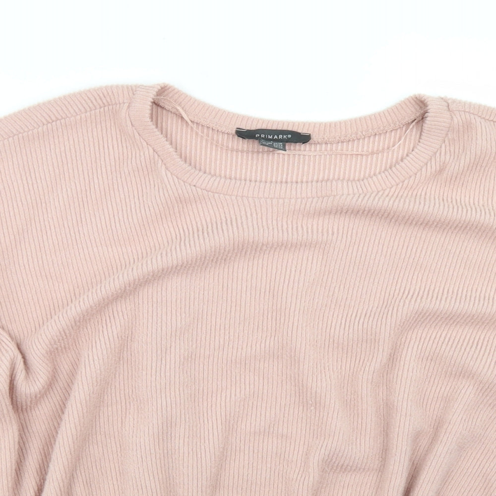 Primark Womens Pink  Polyester Basic T-Shirt Size L Crew Neck